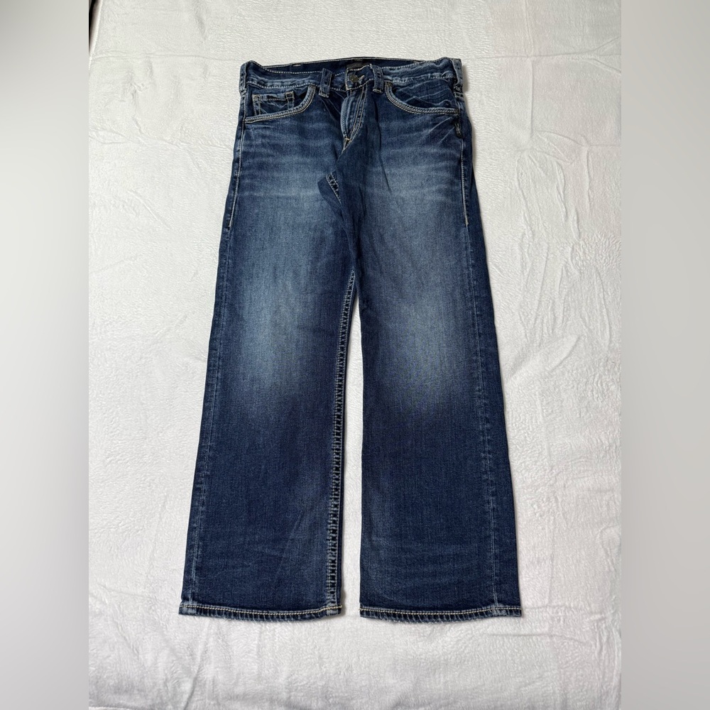 Silver Jeans Zac Mens 33x29 Relaxed Fit Straight Leg Mid Rise Medium Wash